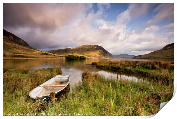 Nether How Boat, Crummock Water Print by Phil Buckle