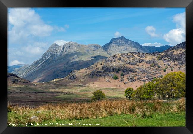 The Langdale Pikes from Blea Tarn Lake District Framed Print by Nick Jenkins