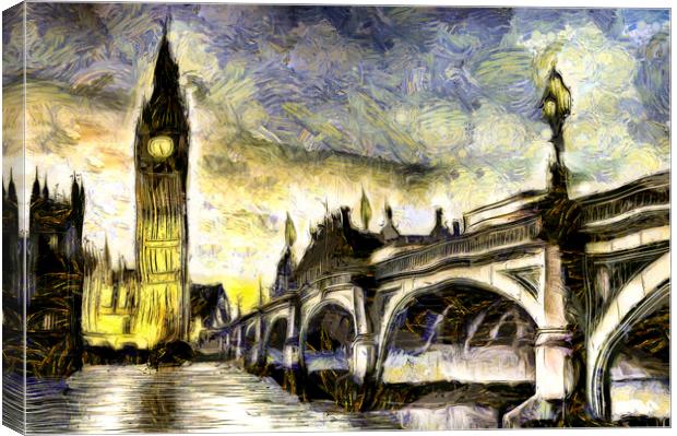 Westminster Bridge Van gogh Canvas Print by David Pyatt