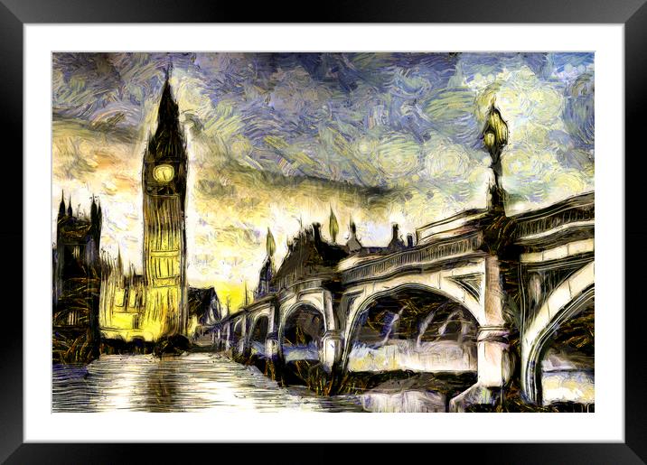Westminster Bridge Van gogh Framed Mounted Print by David Pyatt