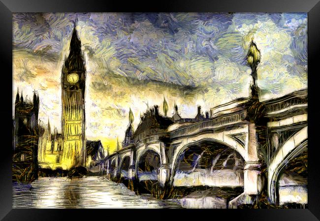 Westminster Bridge Van gogh Framed Print by David Pyatt