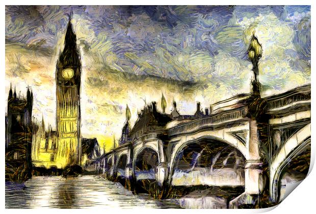 Westminster Bridge Van gogh Print by David Pyatt