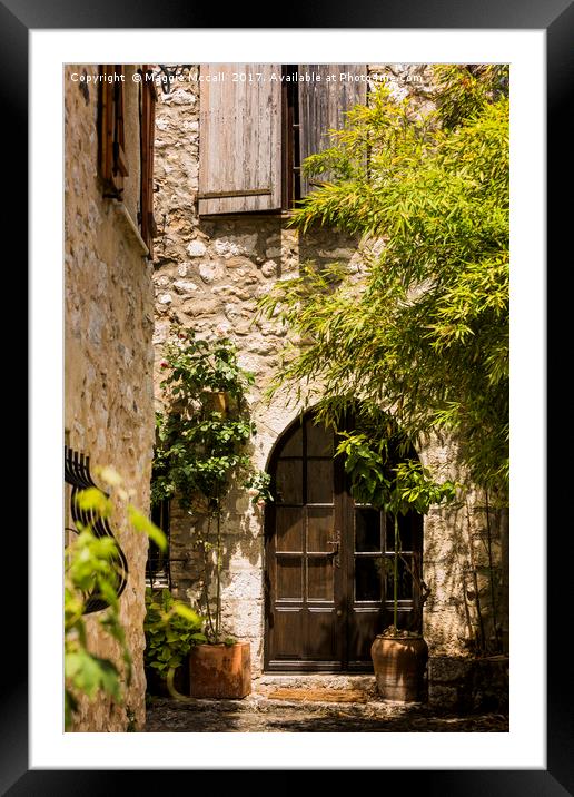 A Shadowy Door and Alley in Saint Paul de Vence Fr Framed Mounted Print by Maggie McCall