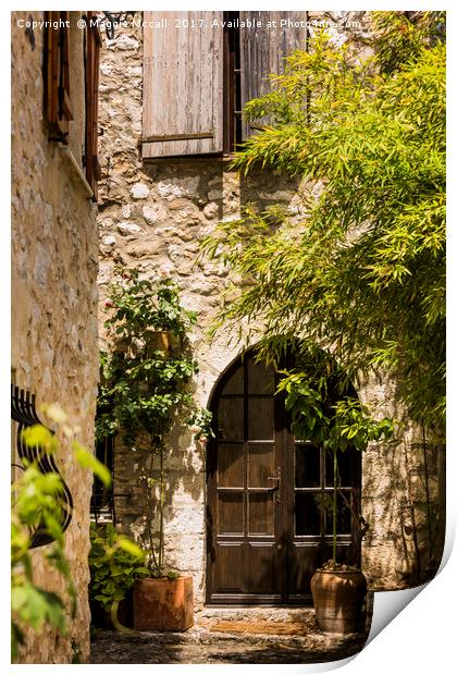 A Shadowy Door and Alley in Saint Paul de Vence Fr Print by Maggie McCall