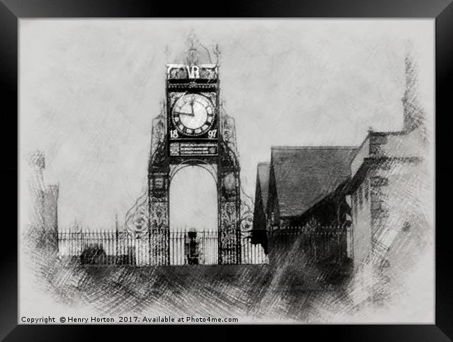 The clock tower, Eastgate Street, Chester Framed Print by Henry Horton