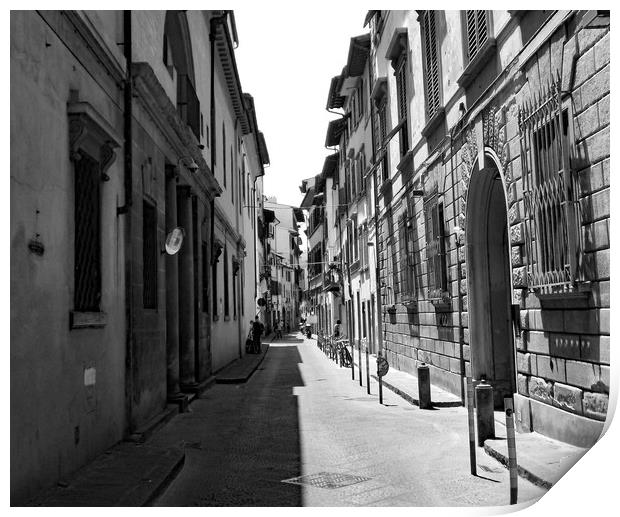 A florentine street in black and white Print by paul ratcliffe