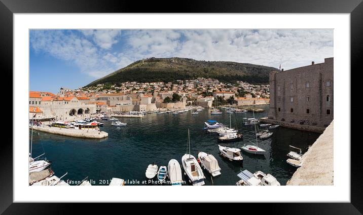 Dubrovnik harbour at the foot of Mount Srd Framed Mounted Print by Jason Wells