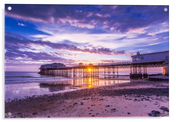 Cromer pier with sunrise starburst Acrylic by Mark Hawkes