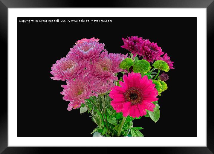 Bunch of Flowers Illustration Framed Mounted Print by Craig Russell