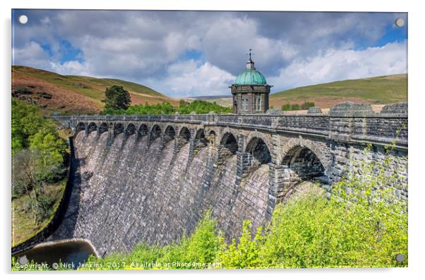 Craig Goch Dam Elan Valley Radnorshire Powys  Acrylic by Nick Jenkins