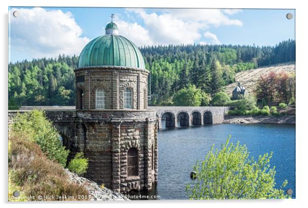 Garreg Ddu Dam and Pumphouse Elan Valley Mid Wales Acrylic by Nick Jenkins