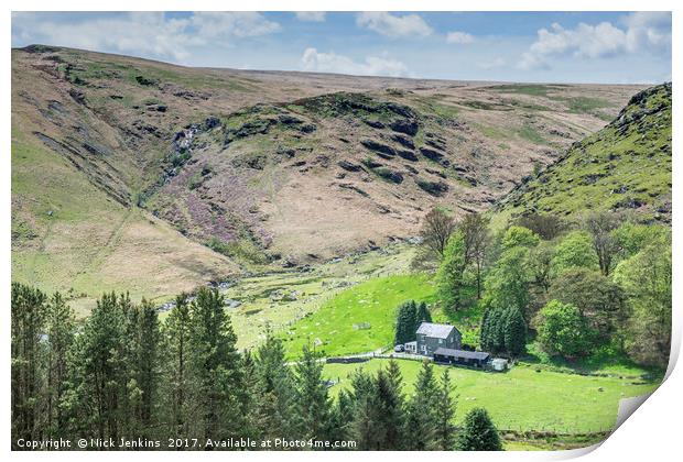 Farm below the Claerwen Dam Powys Mid Wales Print by Nick Jenkins