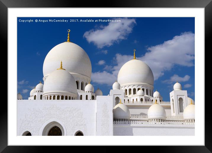 Domes of Grand Mosque Abu Dhabi Framed Mounted Print by Angus McComiskey