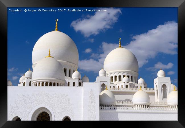 Domes of Grand Mosque Abu Dhabi Framed Print by Angus McComiskey