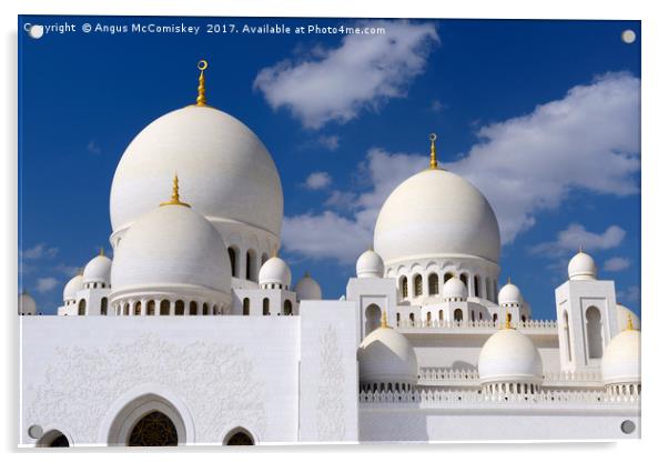 Domes of Grand Mosque Abu Dhabi Acrylic by Angus McComiskey