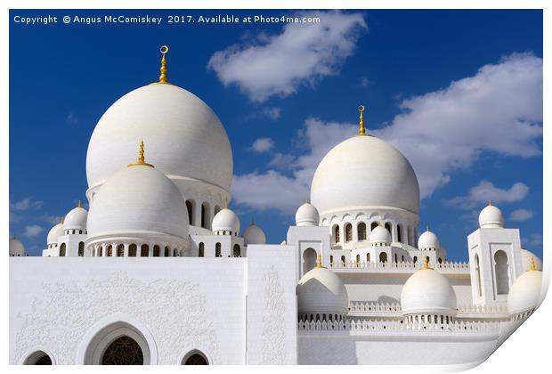 Domes of Grand Mosque Abu Dhabi Print by Angus McComiskey