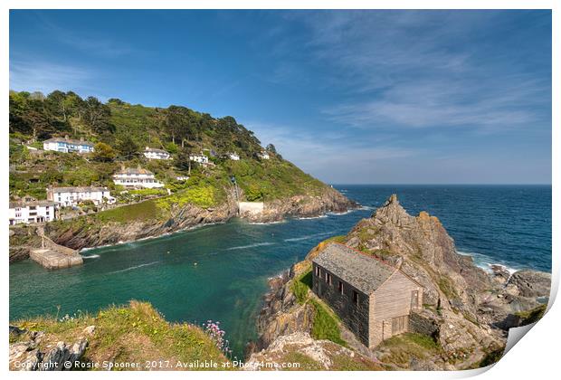 The Old Boat House Polperro on the Coast Path Print by Rosie Spooner