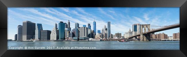 Manhattan Panorama Framed Print by Ann Garrett