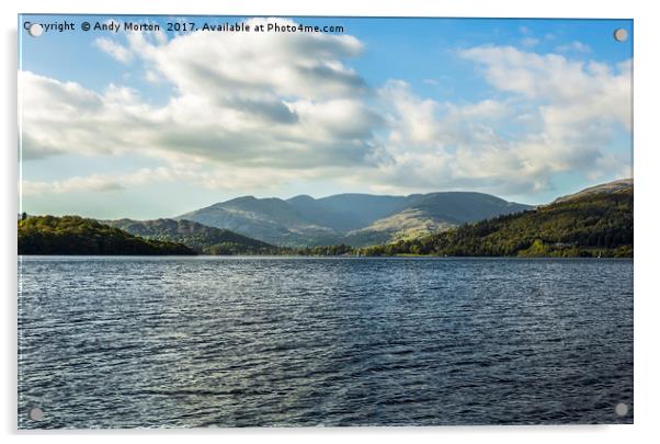 View Of The Mountains Over Lake Windermere Acrylic by Andy Morton