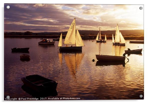 Evening Sail on the River Exe Acrylic by Paul F Prestidge