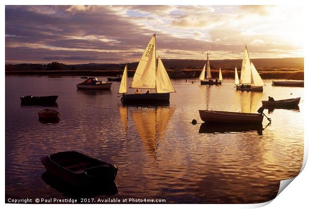 Evening Sail on the River Exe Print by Paul F Prestidge