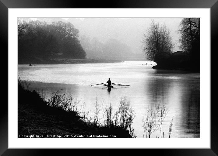 Early Morning Rowers on River Dart Framed Mounted Print by Paul F Prestidge