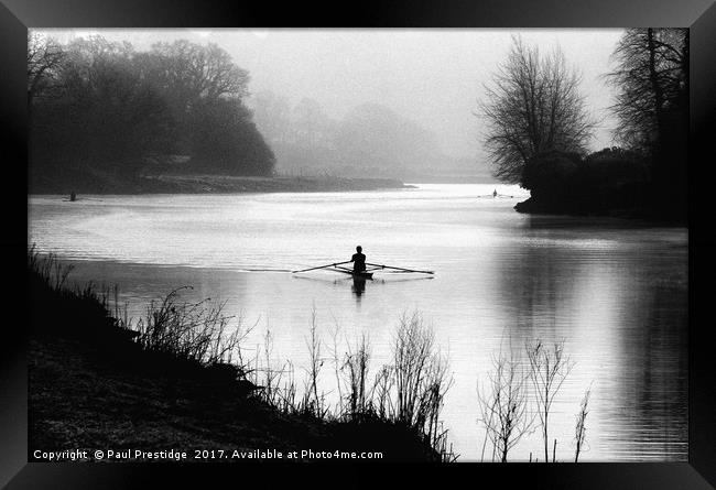 Early Morning Rowers on River Dart Framed Print by Paul F Prestidge