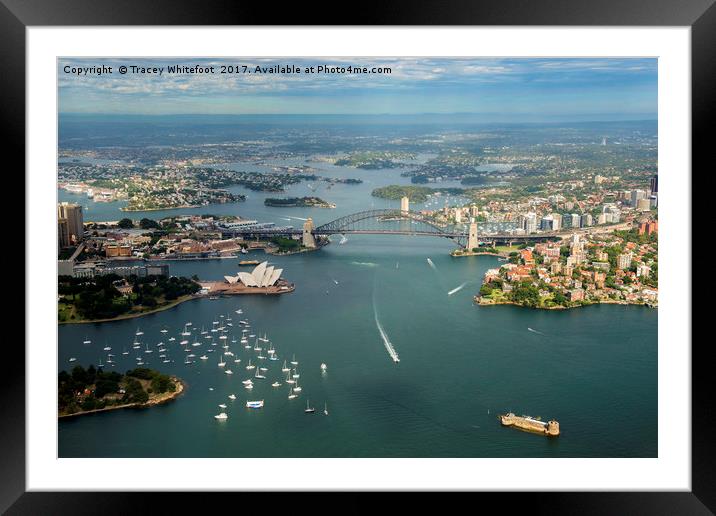 Sydney from the Air  Framed Mounted Print by Tracey Whitefoot