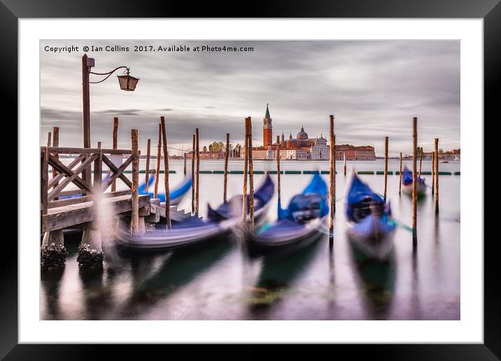 Early Morning Gondolas, Venice Framed Mounted Print by Ian Collins