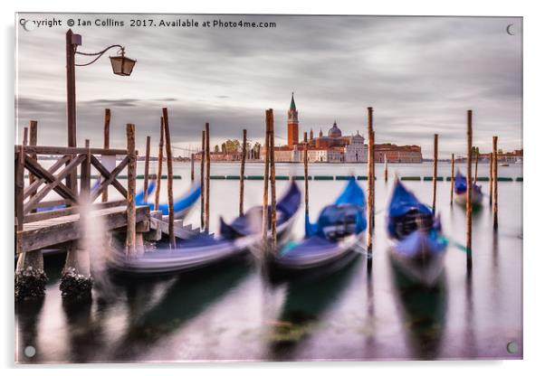 Early Morning Gondolas, Venice Acrylic by Ian Collins