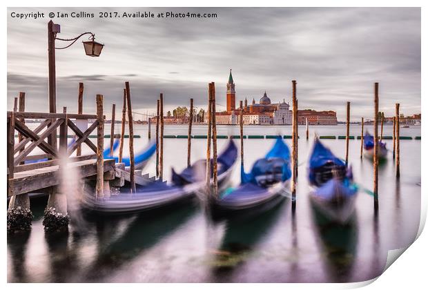 Early Morning Gondolas, Venice Print by Ian Collins