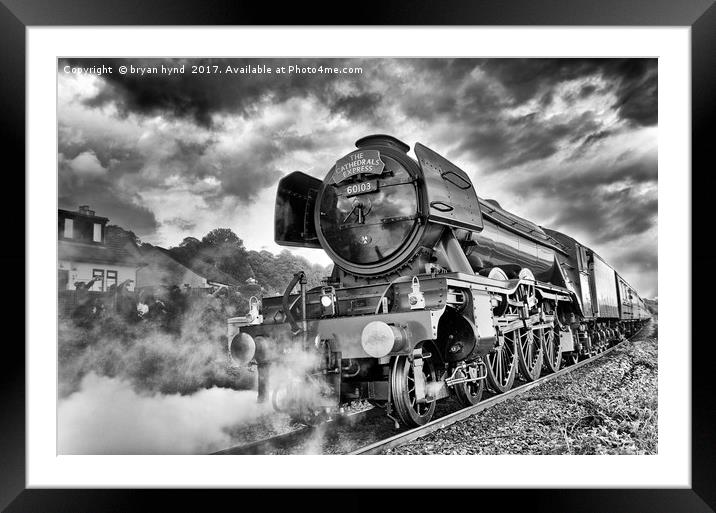 The Flying Scotsman black and white Framed Mounted Print by bryan hynd