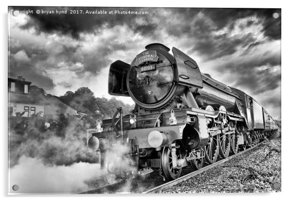 The Flying Scotsman black and white Acrylic by bryan hynd