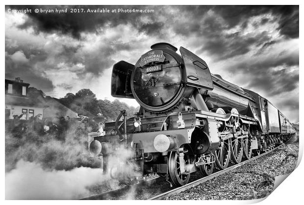 The Flying Scotsman black and white Print by bryan hynd
