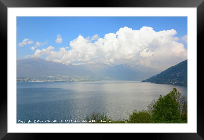 Lake Maggiore View Framed Mounted Print by Gisela Scheffbuch