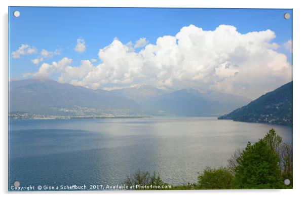 Lake Maggiore View Acrylic by Gisela Scheffbuch