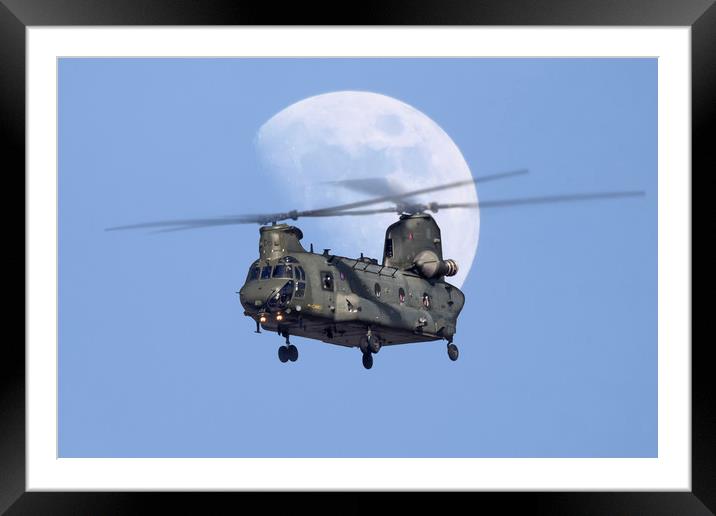 CH 47 Chinook Moonrise Framed Mounted Print by Rob Lester