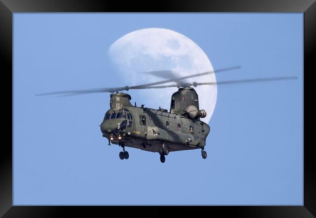 CH 47 Chinook Moonrise Framed Print by Rob Lester