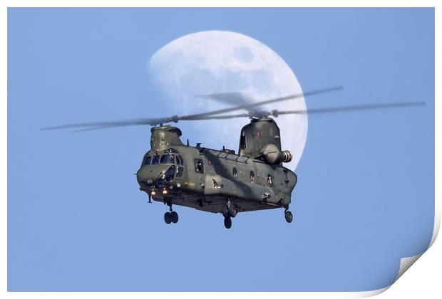 CH 47 Chinook Moonrise Print by Rob Lester