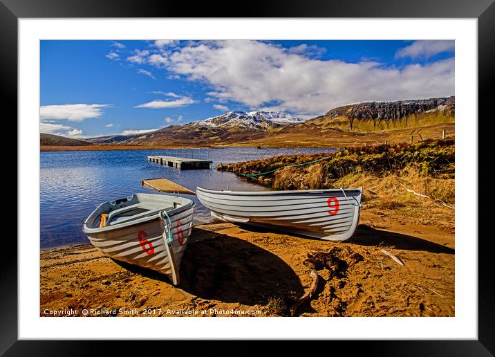 Fishing boats on the shore of Loch Leathan Framed Mounted Print by Richard Smith