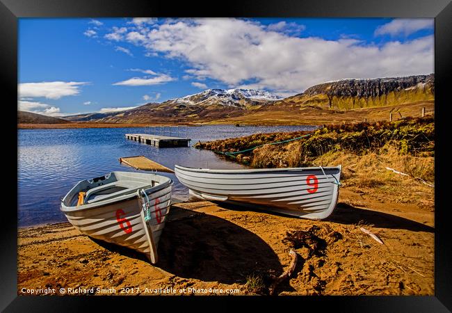 Fishing boats on the shore of Loch Leathan Framed Print by Richard Smith