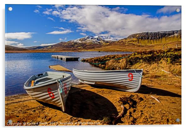 Fishing boats on the shore of Loch Leathan Acrylic by Richard Smith