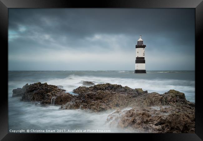 Penmon Lighthouse, Turbulent Tides Framed Print by Christine Smart