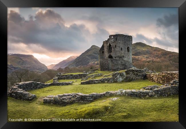 Sunrise at Dolbadarn Castle Framed Print by Christine Smart