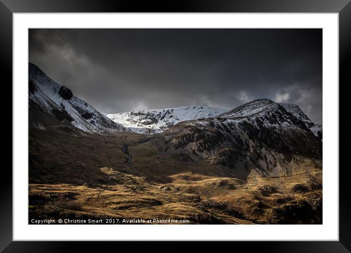 Shadow & Light, Nant Ffrancon Valley Framed Mounted Print by Christine Smart
