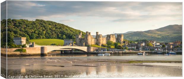 Conwy Harbour & Quay, Panorama Canvas Print by Christine Smart