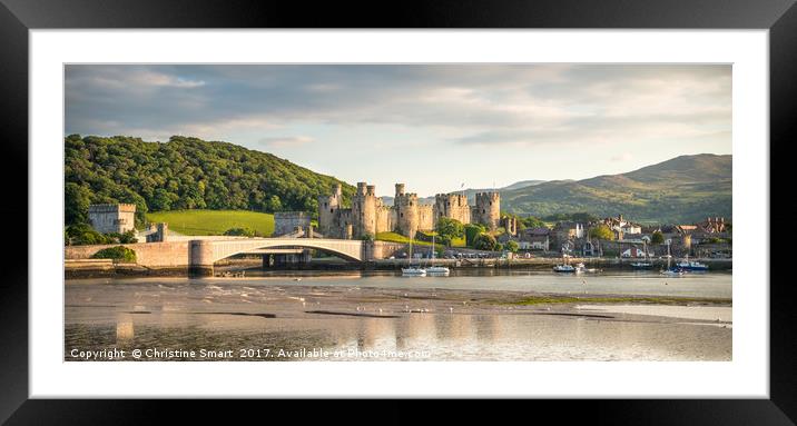 Conwy Harbour & Quay, Panorama Framed Mounted Print by Christine Smart
