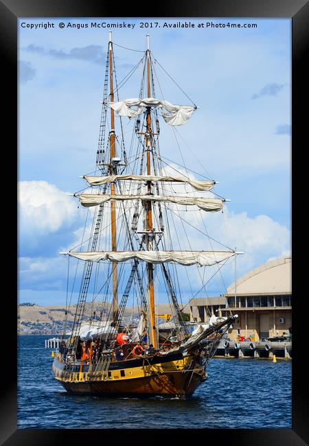 Tall ship arriving at Hobart harbour Tasmania Framed Print by Angus McComiskey