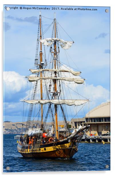 Tall ship arriving at Hobart harbour Tasmania Acrylic by Angus McComiskey