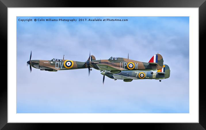 Spitfire and Hurricane Flypast Framed Mounted Print by Colin Williams Photography
